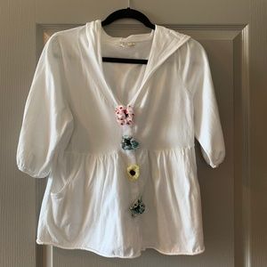 Anthropologie White Short-Sleeved Hoodie